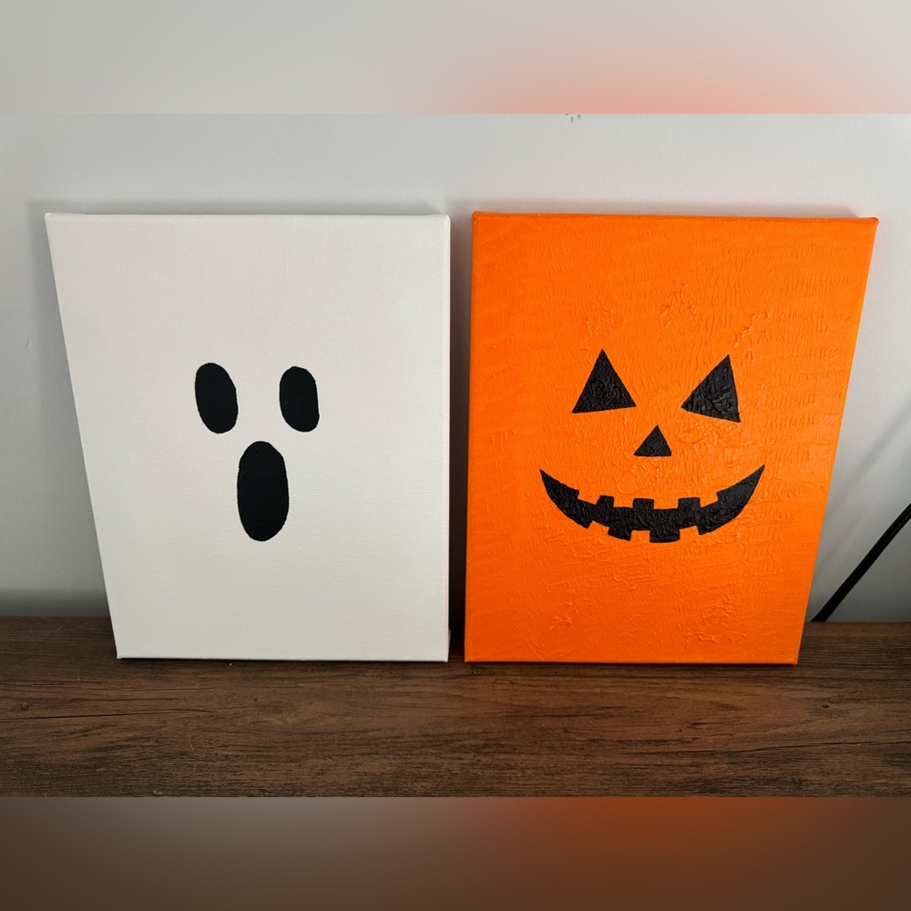 Ghost and Jack-o-lantern Paintings (Set of 2)